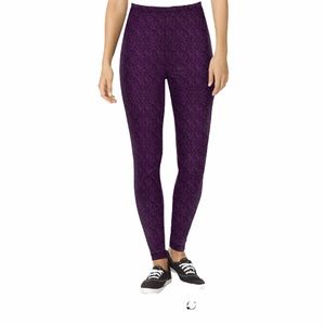 Woman Within Stretch Leggings Plum Floral 4X 34/36